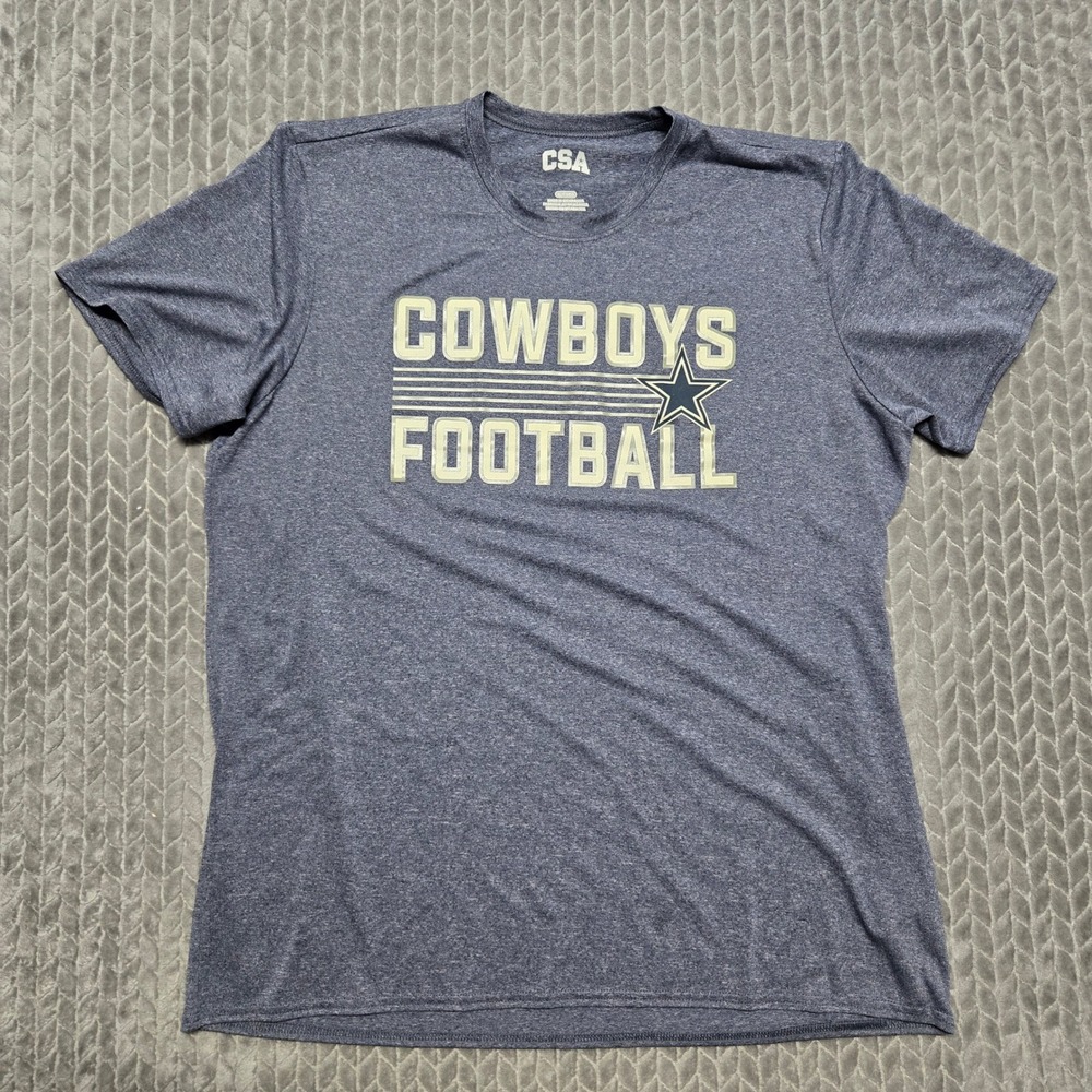 CSA Dallas Cowboys Football Mens XL Navy Blue‎ Heather Performance T-Shirt